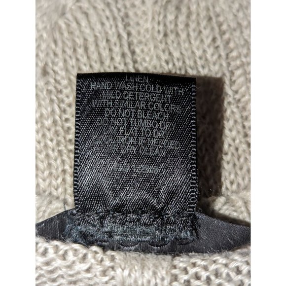 Scoop NYC open weave cable knit 100% linen dropped shoulder tan boho sweater szM - Picture 8 of 9